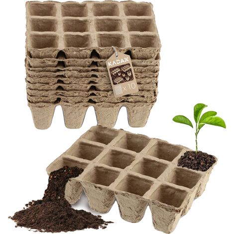 Pots en tourbe, 10 cm de diamètre, 12 cm de hauteur, 100 % biodégradables, adaptés à la plantation directe, favorisent le développement des racines (1/5)