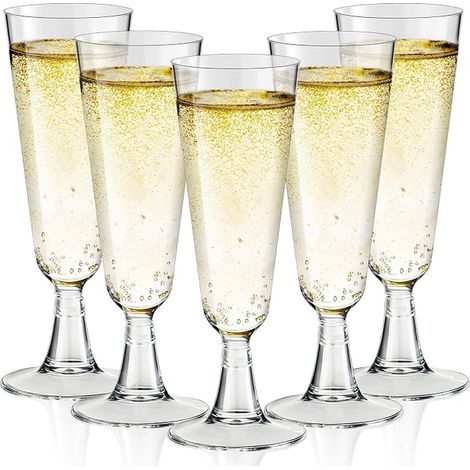 Transparent Champagne Flutes, Reusable Plastic Champagne Glasses, Wine Glass, Cocktail, Champagne Cups Weddings, Christmas, Birthdays Parties (1/4)