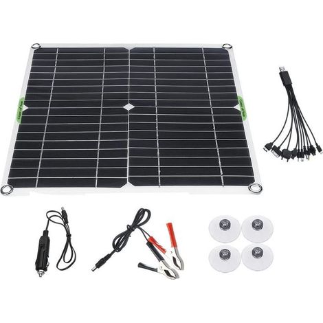 Kit solaire autonome 80W 100A 12V avec contrôleur 10A – Taux de conversion 23-24% – Chargeur USB double interface – Pour camping et voyages – Yoyo