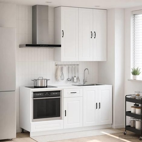 Ensemble de meubles de cuisine 5 pièces blanc brillant en bois d’ingénierie - PANGIVO (1/5)