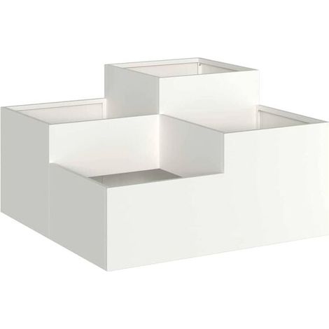 Pot de fleurs blanc pour jardin, 80 x 80 x 48 cm, acier