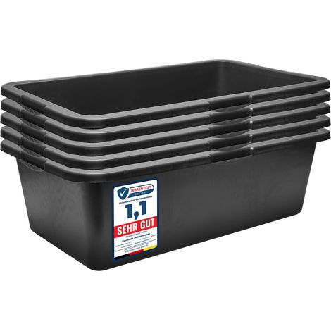 Garronda Mörtelwanne 5 Pack 40 L Rechteckig Mörtelkübel Kunststoffwanne – stabile Maurerkübel aus recyceltem PE Mörtelkasten für Beton, Garten oder Werkstatt GD-0169