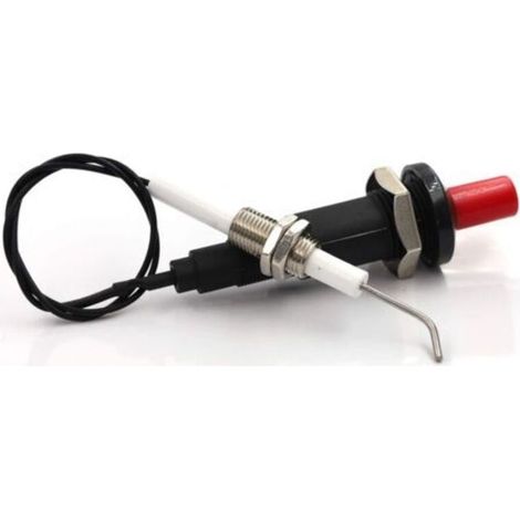 Allumeur pour barbecue à gaz/grill, allumeur piézo à bouton-poussoir avec fil de bougie d'allumage universel en céramique avec filetage et électrodes d'allumage, long, 30 cm, électronique, 2 pièces (1/5)