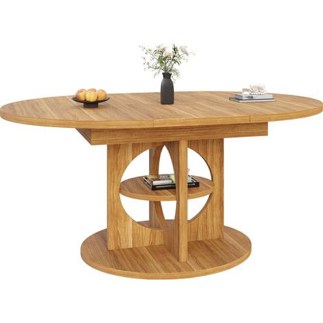 CHICFURN Mesa de comedor extensible 110-150 cm MDF efecto madera negro, almacenamiento integrado (1/5)