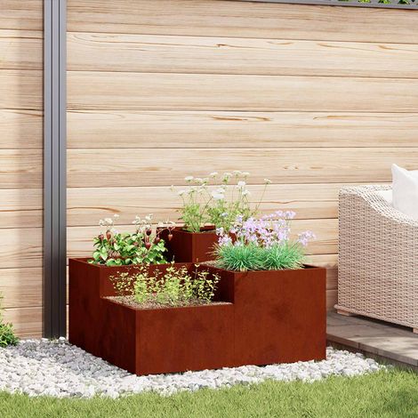 Gartenblumentopf Rostig 100 x 100 x 48 cm Wetterfeststahl (1/5)