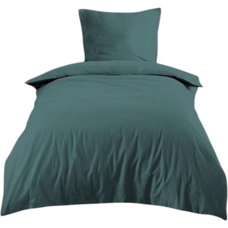 Housse de couette en coton 140 x 200 cm uni Edenne eucalyptus (1/4)