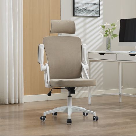 Fauteuil de bureau ergonomique rembourre kaki OKMYHOME (1/5)