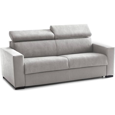 Talamo Italia - Divano letto 2 posti Annalara, Sofà Soggiorno apertura girevole, Poggiatesta regolabili e Braccioli standard, 100% Made in Italy, Cm 180x95h85, Grigio