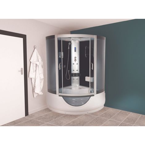 ONDEE - Cabina de baño hidromasaje FARO - Con silicona - 1/4C 135cm - Gris - Kit (1/4)