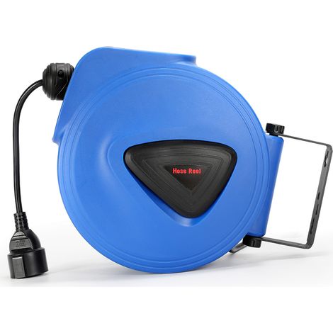 Wolketon Rallonge avec enrouleur automatique de câble 20 m, support mural pivotant 180°, gestion de câble pour garage et bricolage