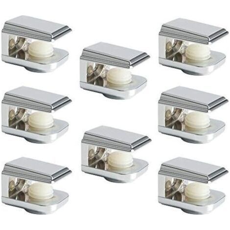 Lntyq Support Étagère Verre Support d'Étagère Réglable et Adaptable d'Épaisseur de 5-8MM pour Salle de Bain, Fixation Murale à Vis, Finition Chrome Poli en Alliage de Zinc, 8 Pcs (1/4)