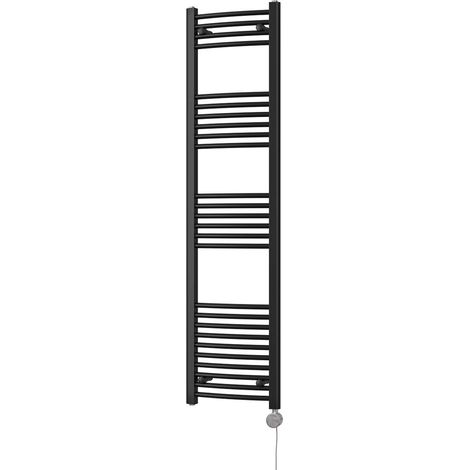 Zennor - Black Electric Towel Rail H1600mm x W400mm Curved 500w Thermostatic (1/3)