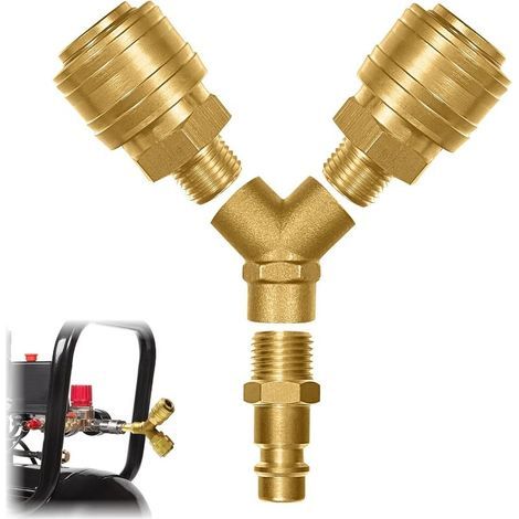 Distributeur D'air Comprimé avce 2 Raccord Air Comprimé 1/4,Filtre à air Comprimé Raccords (1/5)
