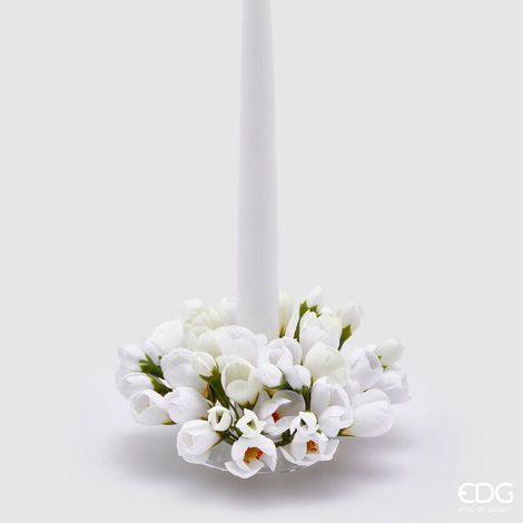 EDG Enzo De Gasperi Portacandela Corona Crocus-Mix D 13 Cm Int. 3,5 Cm Bianco