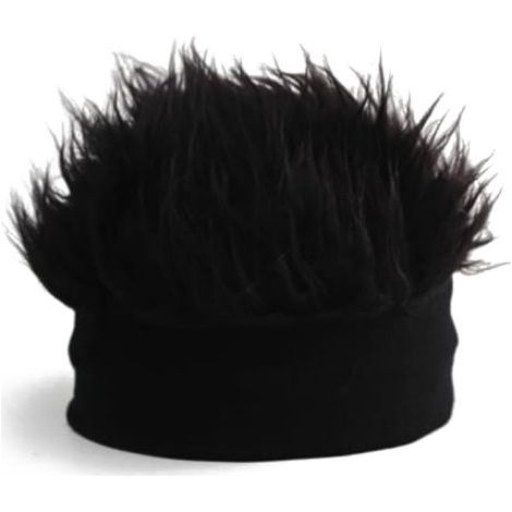 Bandeau de Perruque Créatif, Chapeau en Tricot, Bonnet de Cheveux Unique pour les Fêtes, Bandeau élastique Gris/noir 48-58cm (Noir) (1/5)