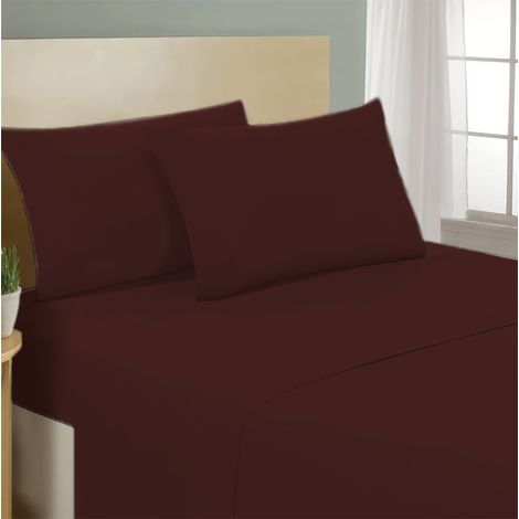 Lenzuolo letto sotto con angoli 100% puro cotone Made in Italy tinta unita Marrone - 1 Piazza e mezza francese