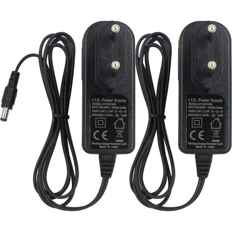 Lot de 2 adaptateurs d'alimentation CA vers DC 12 V 1 A - Fiche 5,5 mm x 2,1 mm - Pour caméra de vidéosurveillance LED (1/5)