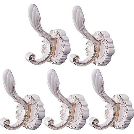 Pieces Wall Hooks Vintage Coat Hooks Wardrobe Hooks Hat Hooks (White) MUMU (1/4)
