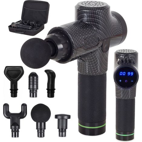Pistolet de massage masseur corporel lcd puissant sans fil set case