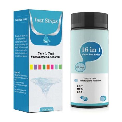 Bandelettes de test d'eau universelles, test de sécurité de l'eau 16 en 1, test rapide et précis du pH et du chlore de la piscine, kit de test d'eau en papier, 50 pièces (1/5)