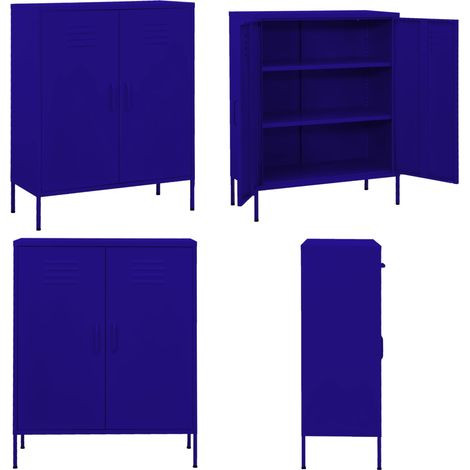 Lagerschrank Marineblau 80x35x101,5 cm Stahl - Lagerschrank - Stauraum - Metallregal - Wohnzimmermöbel - Garderobe - Home & Living (1/5)