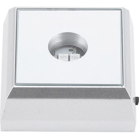 Support de pied de lampe LED carré, pour affichage de statue en cristal acrylique, argent (lumière colorée) (1/5)