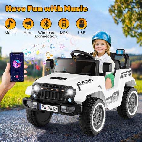 Outfunny Voiture De Police électrique Pour Enfants, Voiture Pour Enfants Voiture Pour Enfants 12 Volts Avec Telecommande Bluetooth Megaphone Ofun1019