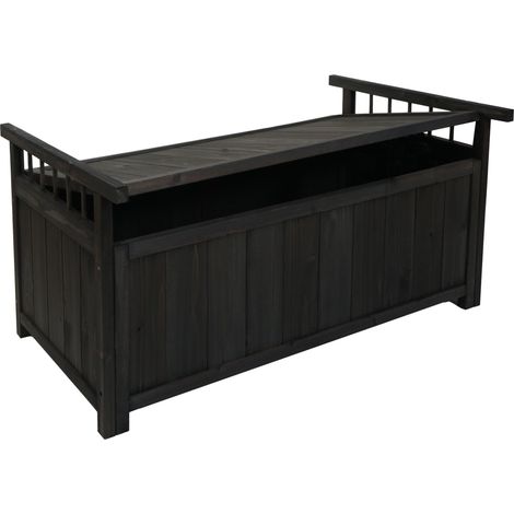 [JAMAIS UTILISÉ] Coffre de rangement HHG-642, coffre de jardin coffre de rangement, sapin bois MVG 53x108x60cm, anthracite