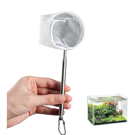 Épuisette de pêche multifonctionnelle avec poignée antidérapante, poignée flexible en acier inoxydable et mailles rondes fines. (1/5)