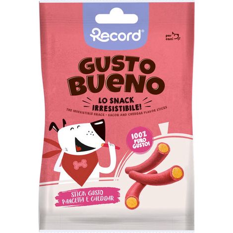 Gusto Bueno Mini Stick mit Speck- und Cheddar-Geschmack für Hunde 24 Packungen x 50 g pro Stück.