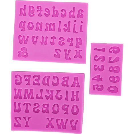 Moules en silicone pour lettres majuscules et minuscules et chiffres à faire soi-même moules pour fondant, pâte à sucre, chocolat à faire soi-même (1/5)