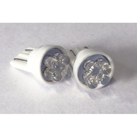 Coppia 2 Lampade Led T10 Con 4 Led F3 Colore Bianco Freddo 6000K 12V 0,2W
