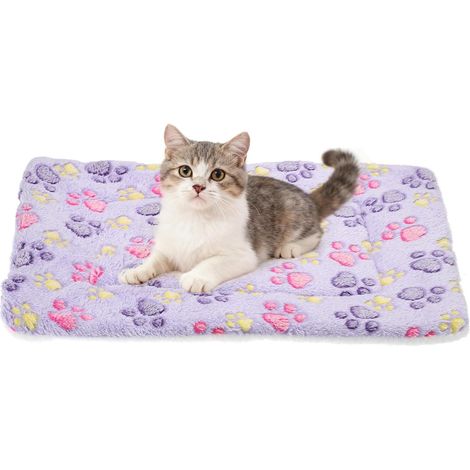 Tapis de lit pour chien et chat, en molleton corail doux avec jolie empreinte de patte mignonne, lit chaud et lavable, 48,3 x 33 cm, destiné aux chiens et chats de taille (1/5)