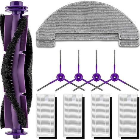 (11 pièces) MR1 SE Pièces de rechange pour aspirateur robot MONSGA MR1 SE, 1 brosse à rouleau, 4 brosses latérales, 4 filtres HEPA avec filtres en mousse, 2 tampons de nettoyage, kit d'accessoires (1/5)