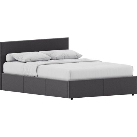 Veronica Double Ottoman Bed, Dark Grey Linen & Gel Memory Foam Pocket Spring Mattress, Double (1/5)