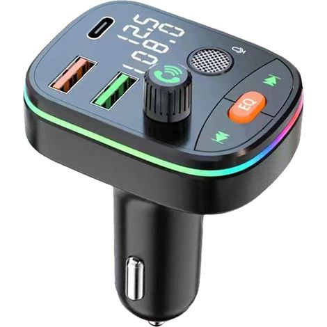 Émetteur FM pour voiture avec fonction mains libres, 3 ports de chargement, Bluetooth et lecteur MP3. (1/5)