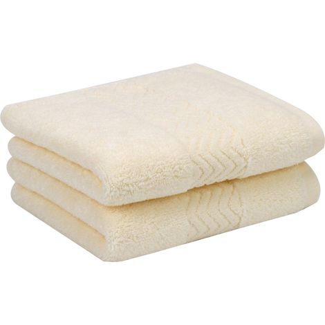 Serviettes à mains en coton, très absorbantes, lot de 2 (beige), 33 x 75 cm
