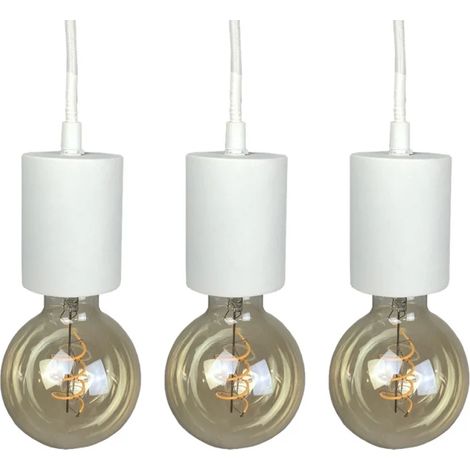 Lot de 3 suspensions lumineuses en béton blanc - CALO 5225 (1/5)