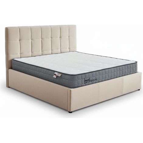 Pack Lit-coffre Luftani + Matelas Bedream 160x200cm Velours Beige