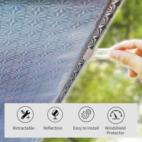 Store automobile rétractable pare-soleil pour pare-brise – Protection anti-UV – Isolation thermique efficace – 3 ventouses transparentes – Taille ajustable 40x60cm