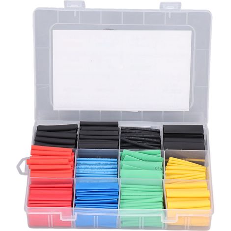 Kit de tubes thermorétractables, 530 pièces, plusieurs tailles, assortiment de manchons enroulés pour fils d'isolation électrique