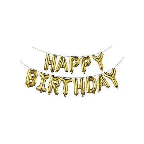 Bannière de ballons dorés « Joyeux anniversaire » de 40 cm, ballons lettres en mylar pour femmes, hommes, garçons, filles, enfants et adultes, articles de fête réutilisables