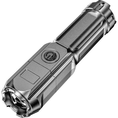 Flashlight - Lampe Torche LED Rechargeable Étanche - 3 Modes Haute-Moyenne-SOS - Zoom Réglable - Pour Extérieur et EDC - 1 Pièce (1/5)