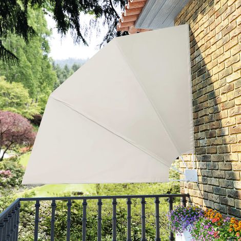 Auvent latéral pliable de balcon - Auvent de jardin Soleil imperméable Crème 210 x 210 cm BV571644 - BonneVie (1/5)