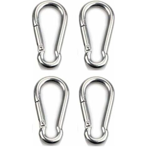Mousqueton - Acier Inoxydable 304 - 8 mm D'Épaisseur - 200 Kg Charge Utile - Pour Camping Randonnée Pêche Animaux - Lot De 4 (1/3)