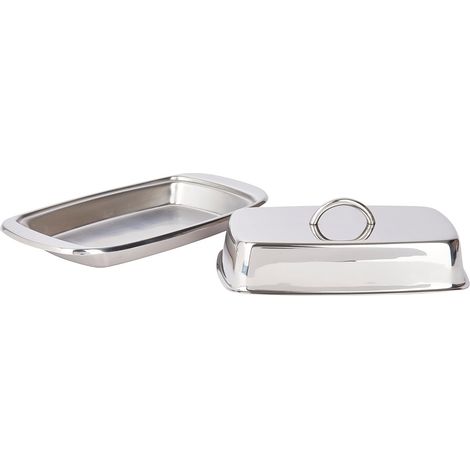 BEBUSINGOTO Mantequera con tapa, acero inoxidable, color plata, 19,5 x 11 x 7,2 cm (1/5)