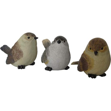 Statuetta da giardino set 3 UCCELLINI decorazioni Verdelook