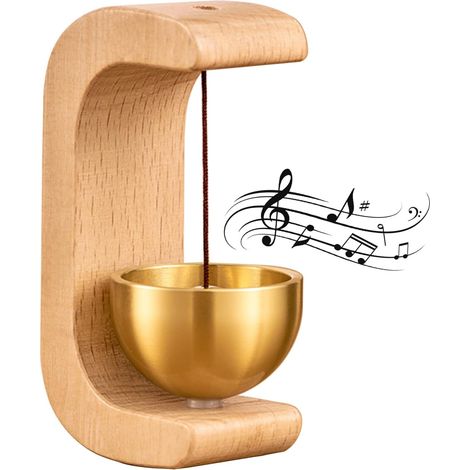 Clochette De Porte Magnetique - Bois De Hêtre - Forme C - Fixation Sans Perçage - 1 Pièce