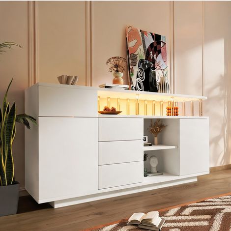 Commode coloris blanc en bois 160 x 40 x 75 cm (1/5)