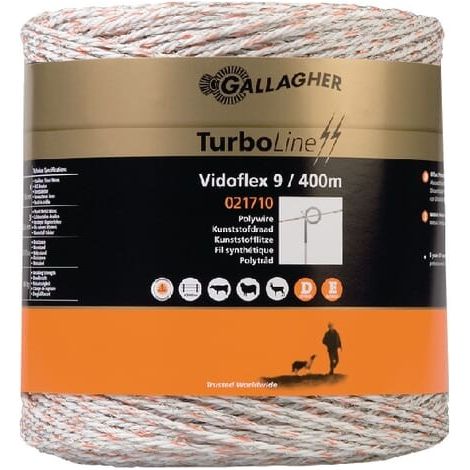 fil de protection gallagher vidoflex turboline plus résistance 98 kg longueur 500 m